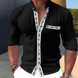 2023 Fashion Button Turn-down Collar Office Blouse Men