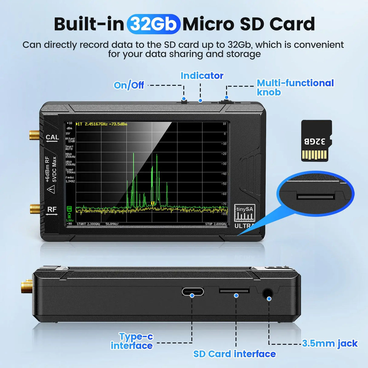 TinySA ULTRA 4" Display Tiny Spectrum Analyzer 100kHz
