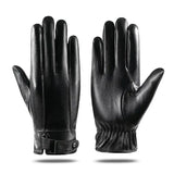 Fleece Leather Gloves Men's Winter Autumn PU Linings