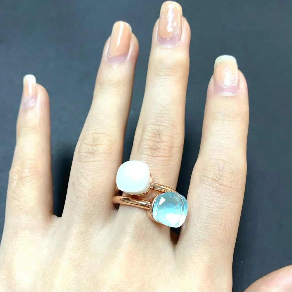 2PcsSet Pomellato Ring Stacked Mix Color Crystal Ring