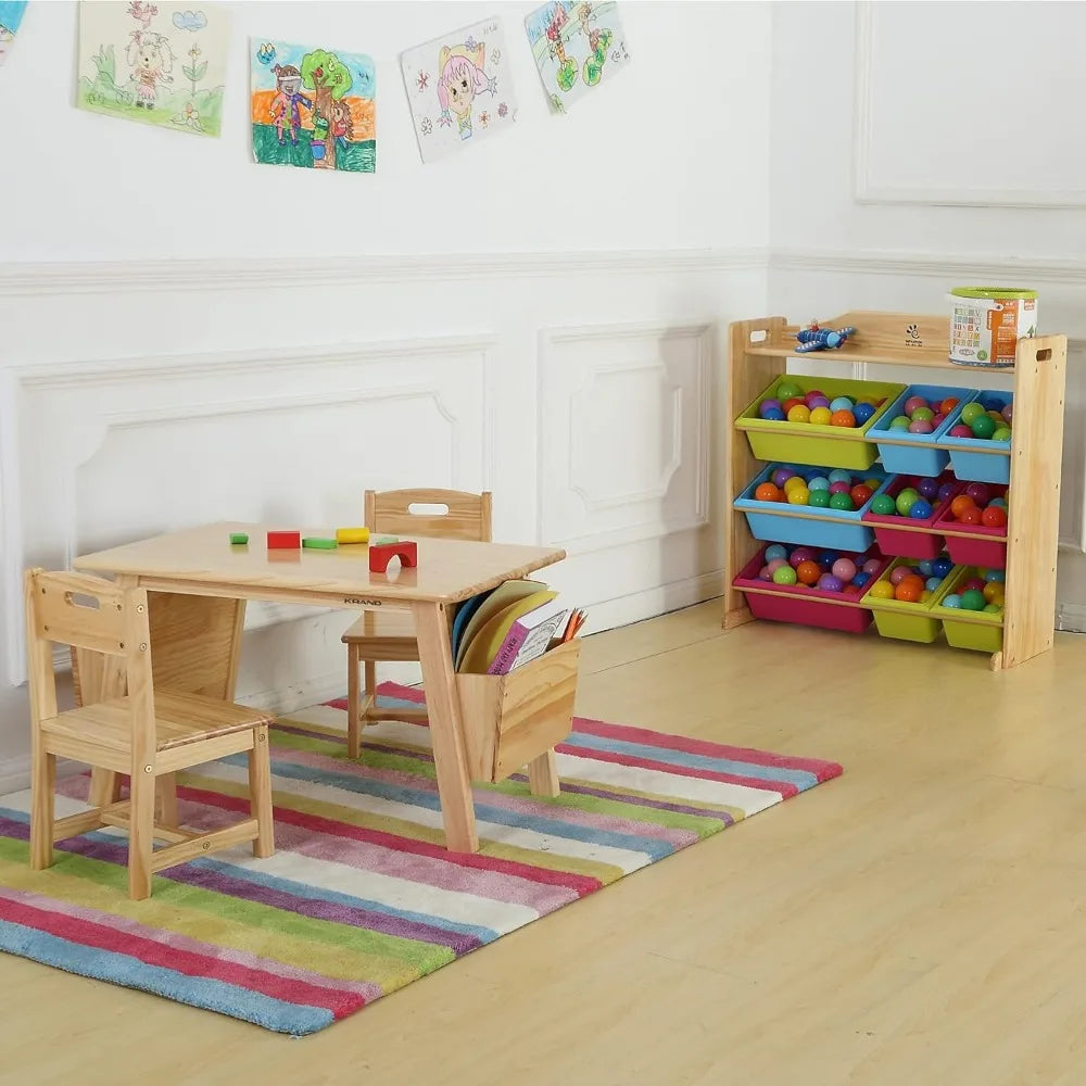 Kids Solid Wood Table and 2 Chair Set