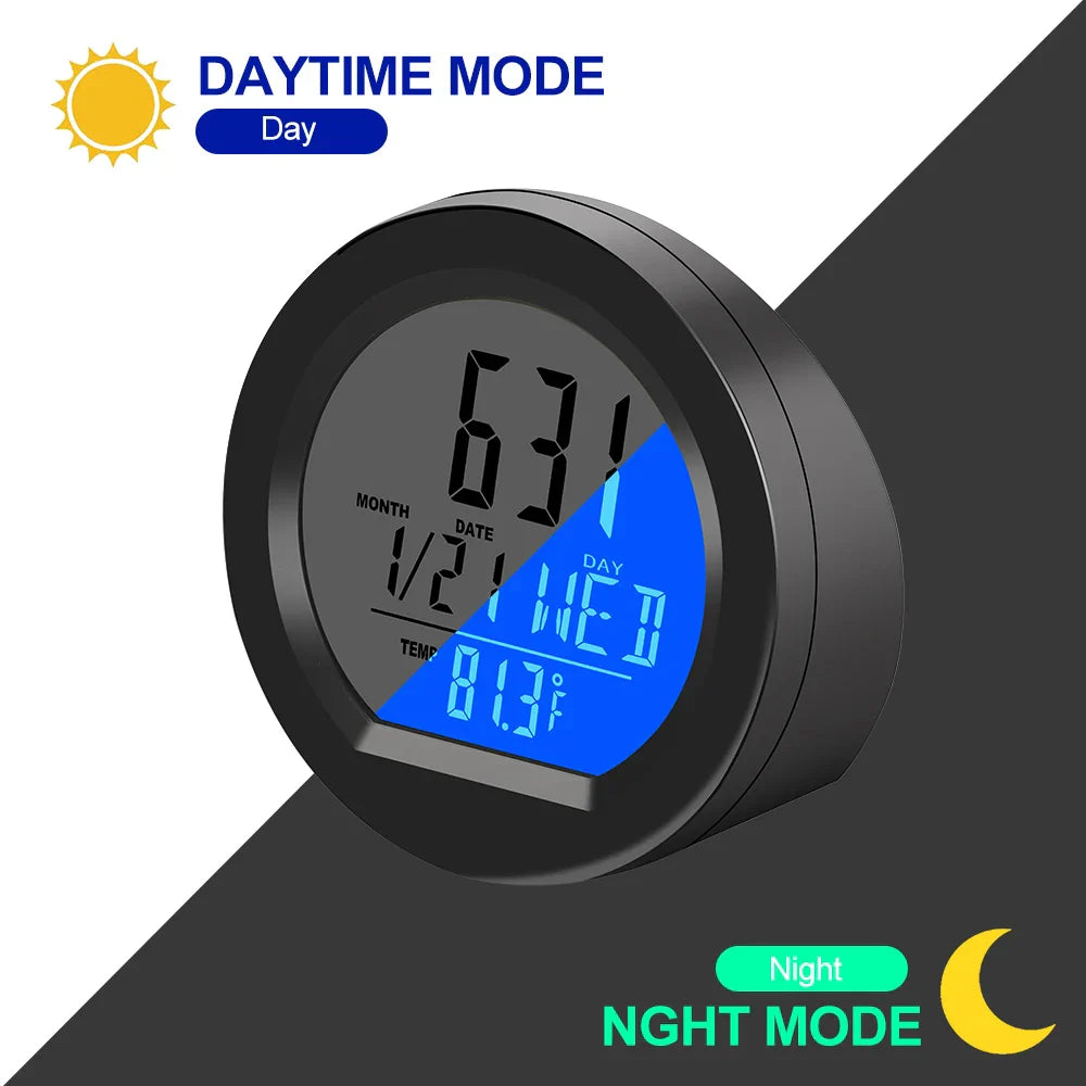 Solar Car Dashboard Thermometer Automotive Electronic Clocks Watch Time Led Digital Display with Back Luminous Car Accessories