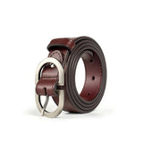 BEAUTODAY Belt Women Genuine Cow Leather Metal Oval