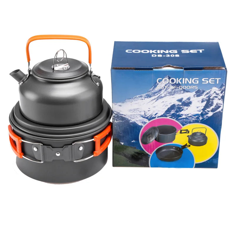 Camping Cookware Set Aluminum 2-8 Person Portable Outdoor