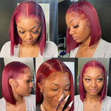 13x4 Lace Burgundy Short Bob Wig Human Hair