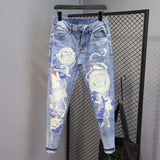 Tapered Graphic Jeans for Men with Print Hip
