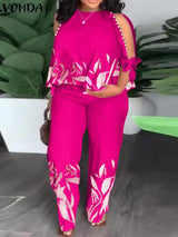 Plus Size 5XL VONDA Elegant Women Pant Sets