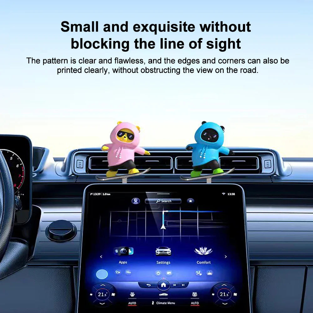 Car Center Console Ornaments Mini Sliding Bear Car