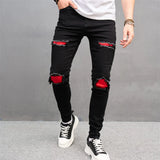 New Men Streetwear Ripped Slim Patch Stylish Jeans