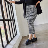 Plus Size Houndstooth Print Summer Spring Leggings Women