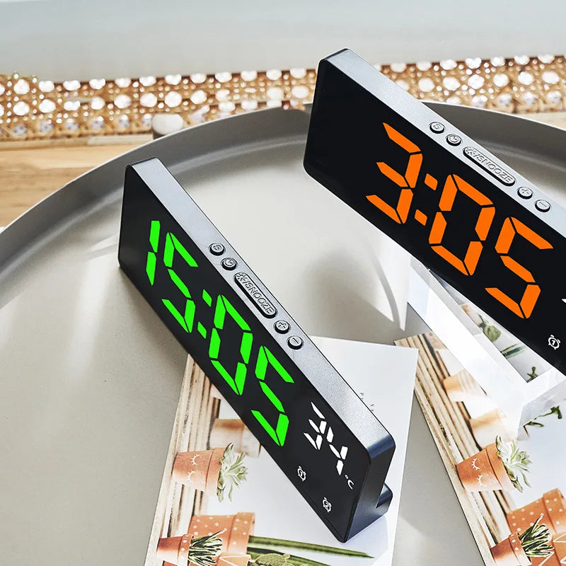 Voice Control Digital Alarm Clock Temperature Dual Alarm
