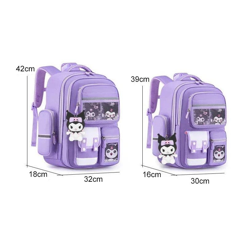 Sanrioed Kuromi Anime Cute Large Capacity Backpack Schoolbags