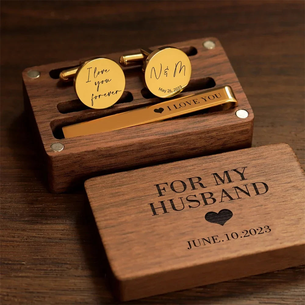 2023 Custom Bridegroom Wedding Cufflinks Sets Personalized Stainless