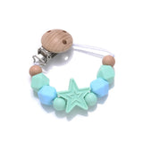 Baby Pentagram Silicone Beads Pacifier Chain Wooden Teether
