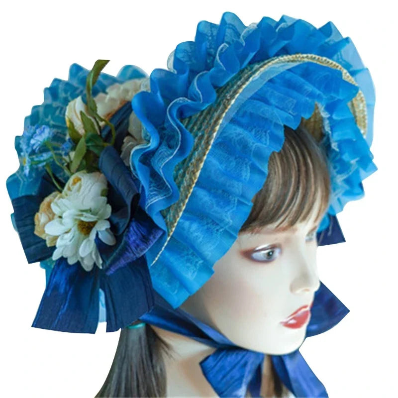 Japanese Lolita Sweet Handmade Straw Sun Hat Lace