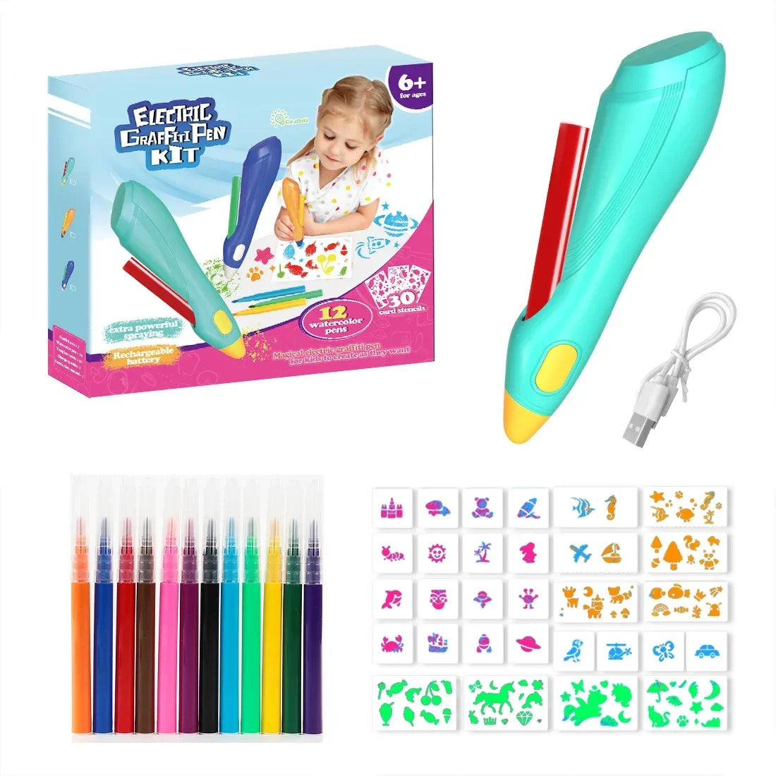 Electric Watercolor Spray Pen Children Hand-painted Color Paintbrush