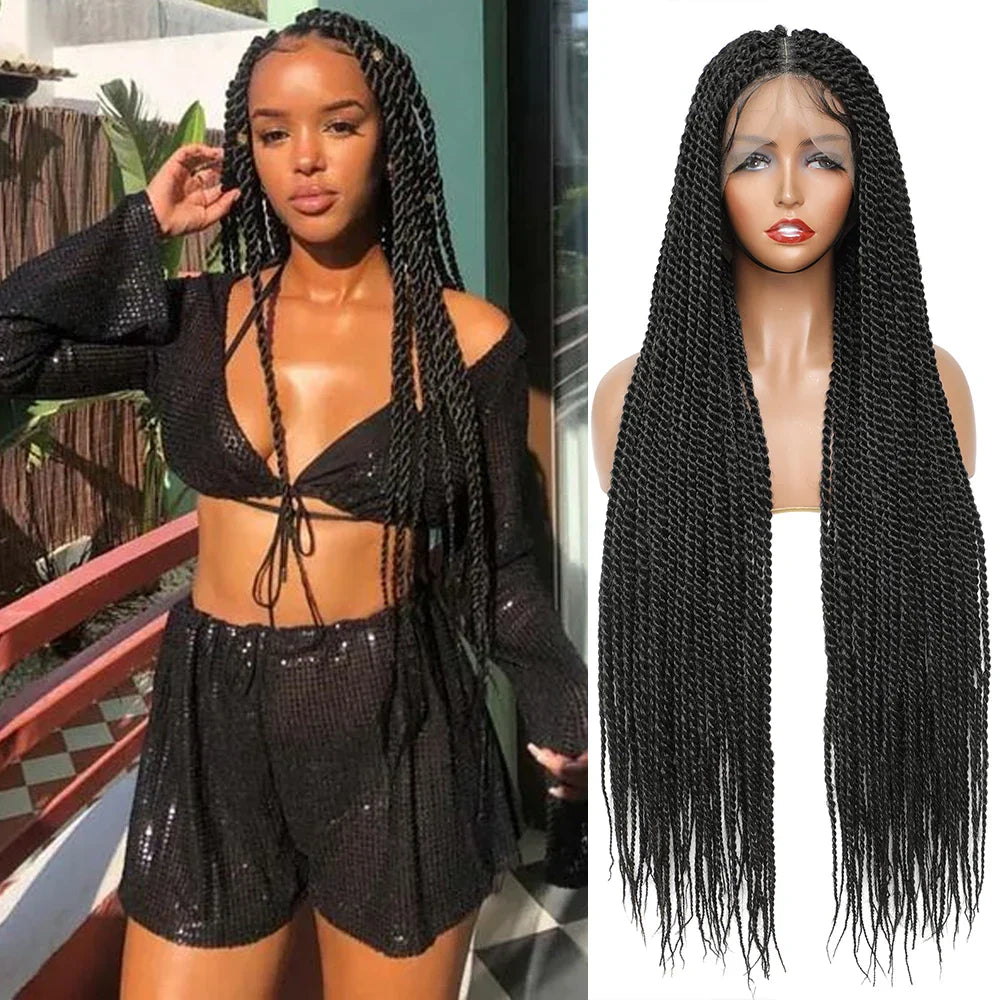 32" Full Lace Front Box Braided Synthetic Wigs