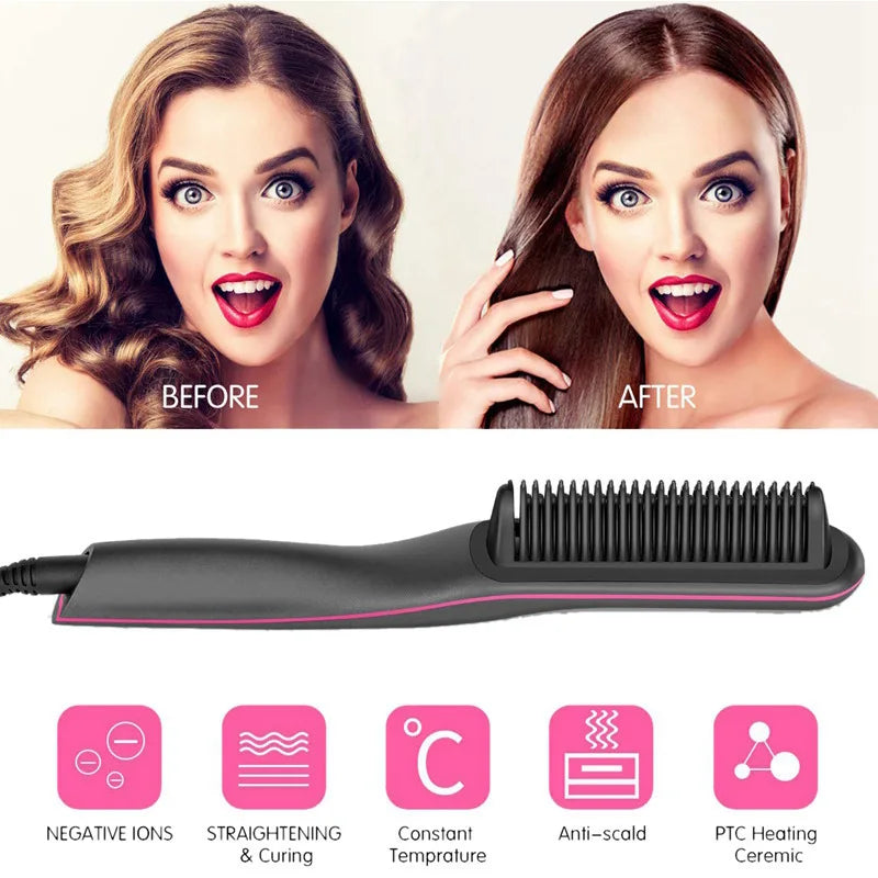 Hair Straightening Comb Anti-Scald Smooth Frizzy Hair Fast