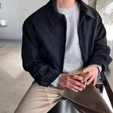 Elegant Solid Brown Coat Men's Spring Autumn High-end
