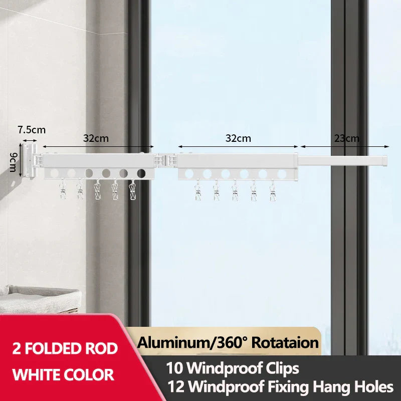 Extendable Clothesline Retractable Clothes Hanger Rack Folding Wall
