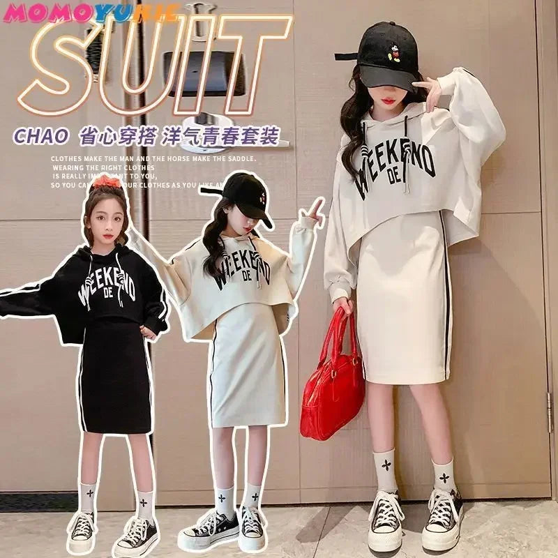 Spring Autumn Baseball Suits Children Jacket Pleated Skirt