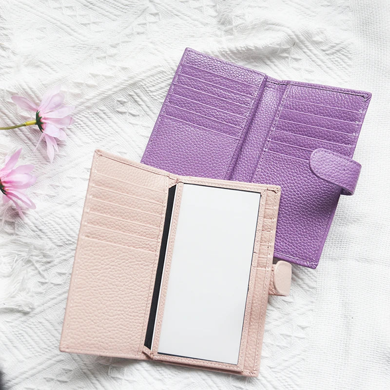 Genuine Leather Luxury Design Card Holder For Woman Custom Letters Large Capacity Vintage Wallet Fashion Business Christmas Gift