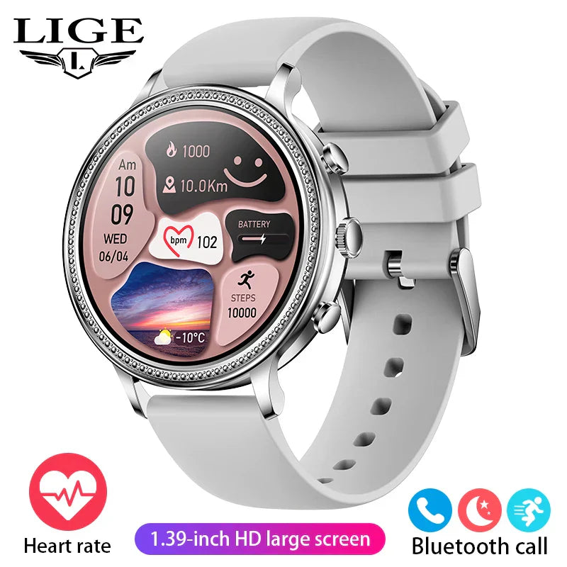 LIGE Luxury Smart Watches For Women Bluetooth Call