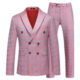 Red Striped Plaid Suit 2 Piece Men's Wedding