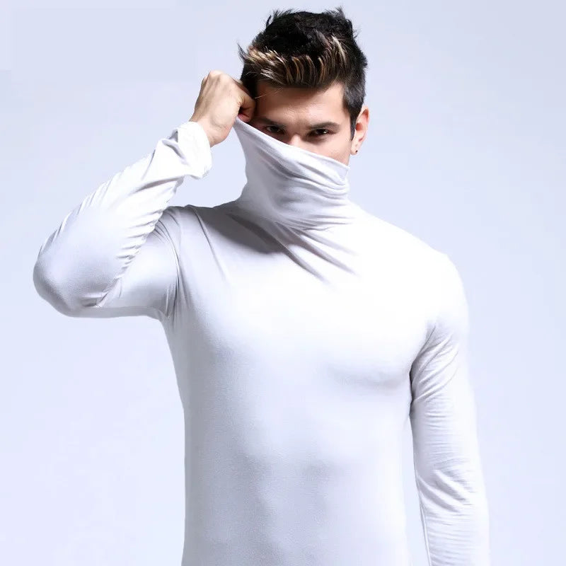 High Collar Undershirts Men Long Sleeve Tops Thermal