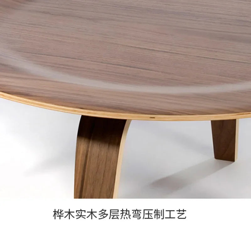 Modern Wood Round Coffee Table Centre Easthetic Dining