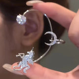 Fashion Sparkling Long Tassel Crystal Stars Ear Clip