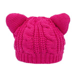 Solid Color Warm Cat Ear Knitted Hats Crochet