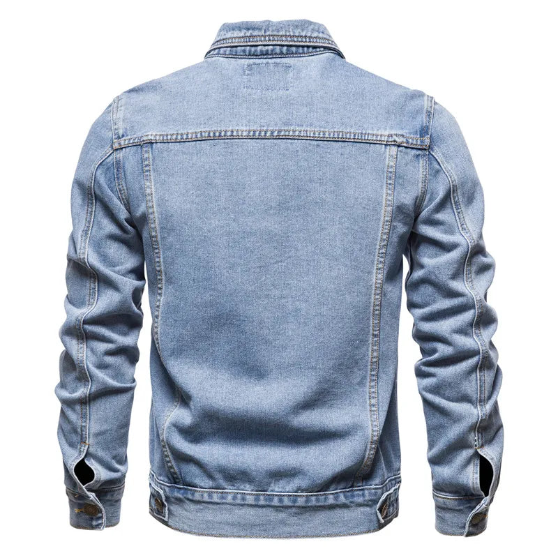 2023 Spring Men Solid Lapel Denim Jackets Fashion