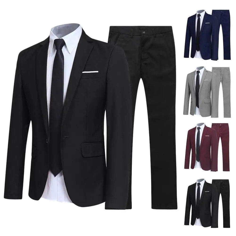 1 Set Trendy Men Blazer Pants British Style