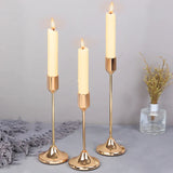 3Pcs/Set Chinese Style Metal Candle Holders Simple Golden