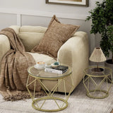 Gold Coffee Table, Round End Table Set