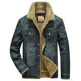 Men Denim Jackets Winter Coats Fleece Warm Jeans