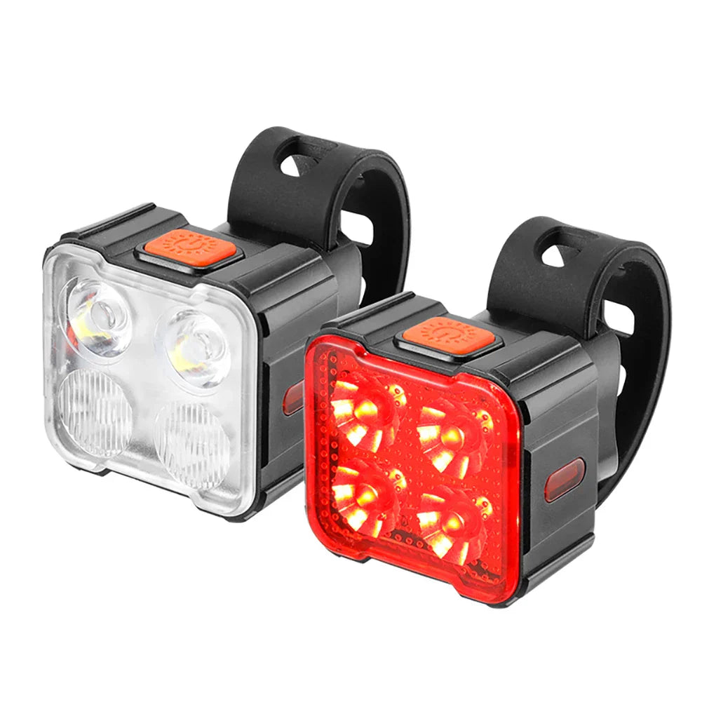 2Pcs Bicycle Front Rear Lights Waterproof Bike Headlight