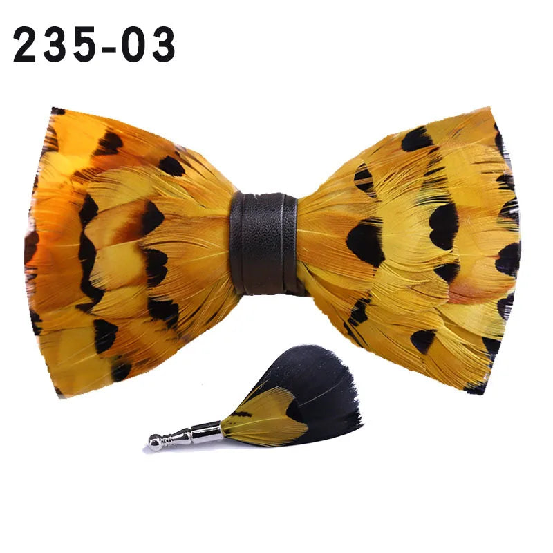 Feather Brooch Bow Tie For Men Women Officiating