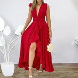 European American women dress 2023 high waist stand