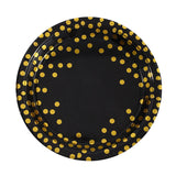 Stamping black polka dots disposable birthday party tableware