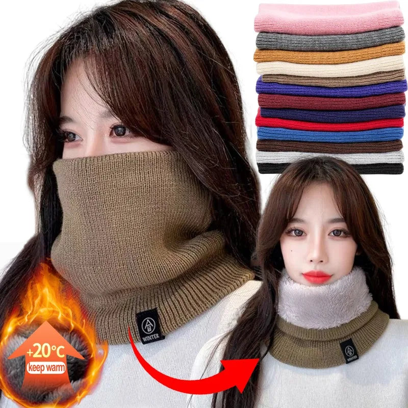 Solid Winter Plush Muffler Woolen Knitting for Women