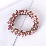 1pc Women Crystal Pearls Hair Rope Handmade Elastic