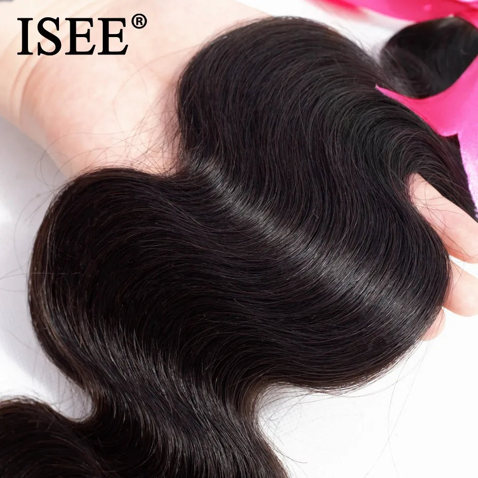 ISEE Human Hair Bundles With Closure 3 Bundles