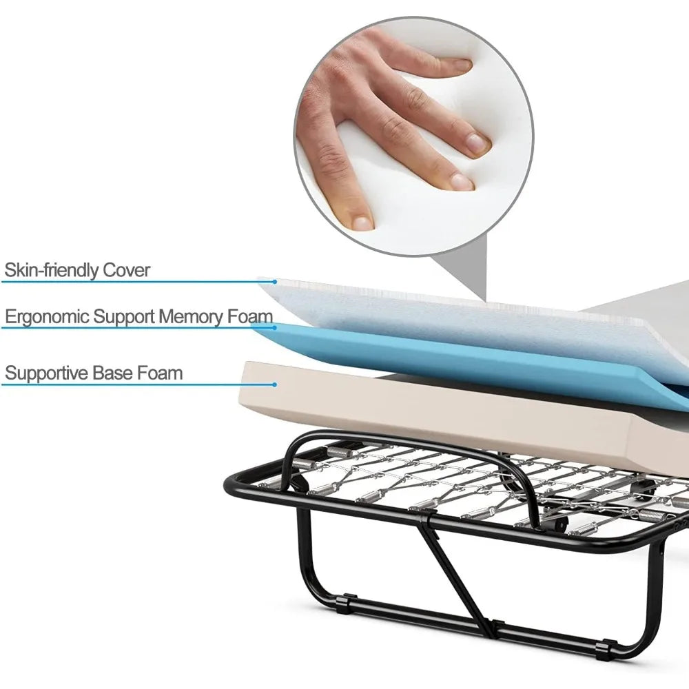 Folding Bed with Mattress for Adults, Fold up