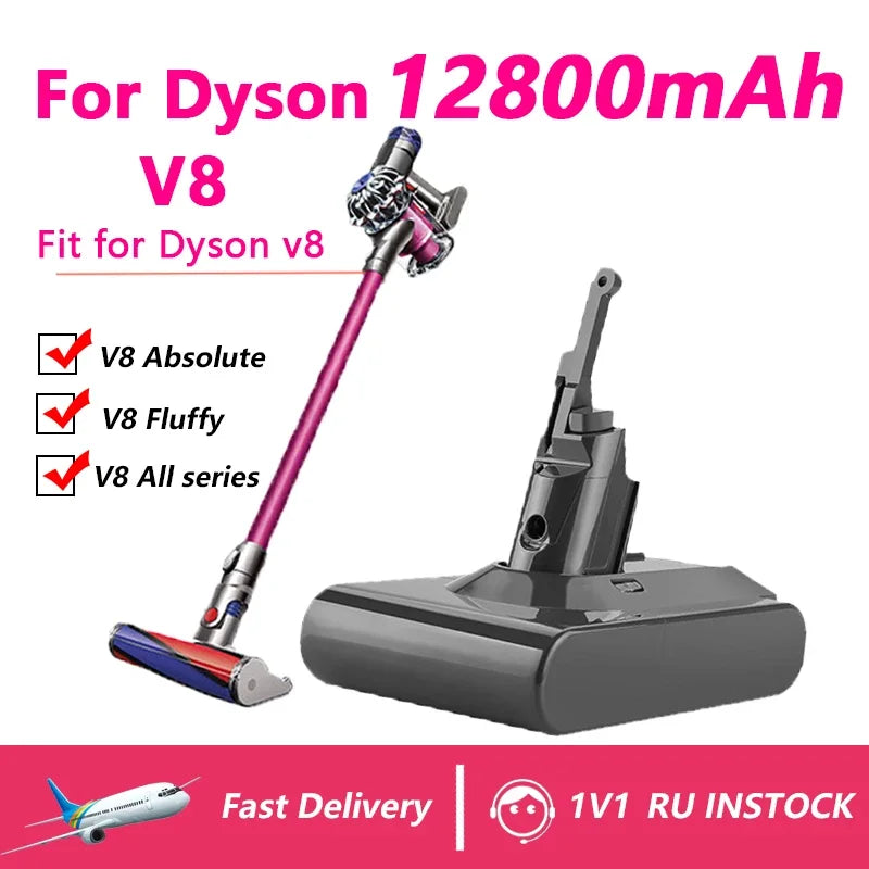 For Dyson 6800mAh/9800mAh/12800mAh V8 21.6 Volts Lithium battry