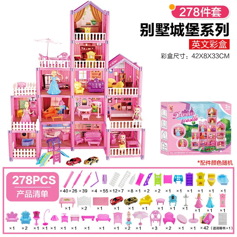Kids Toy Simulation Doll House Villa Set Pretend