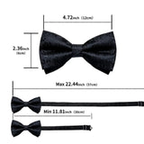 Classic Black Men's Bow Tie Butterfly Pocket Square