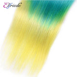 Elfriede BlueGreenYellow Straight Ombre Colored Hair Bundles with