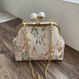 Chic Lay Flowers Bag Chain Pink Wedding Fringe